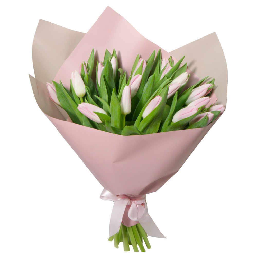 Букет из розовых тюльпанов в Бородино Красноярского края