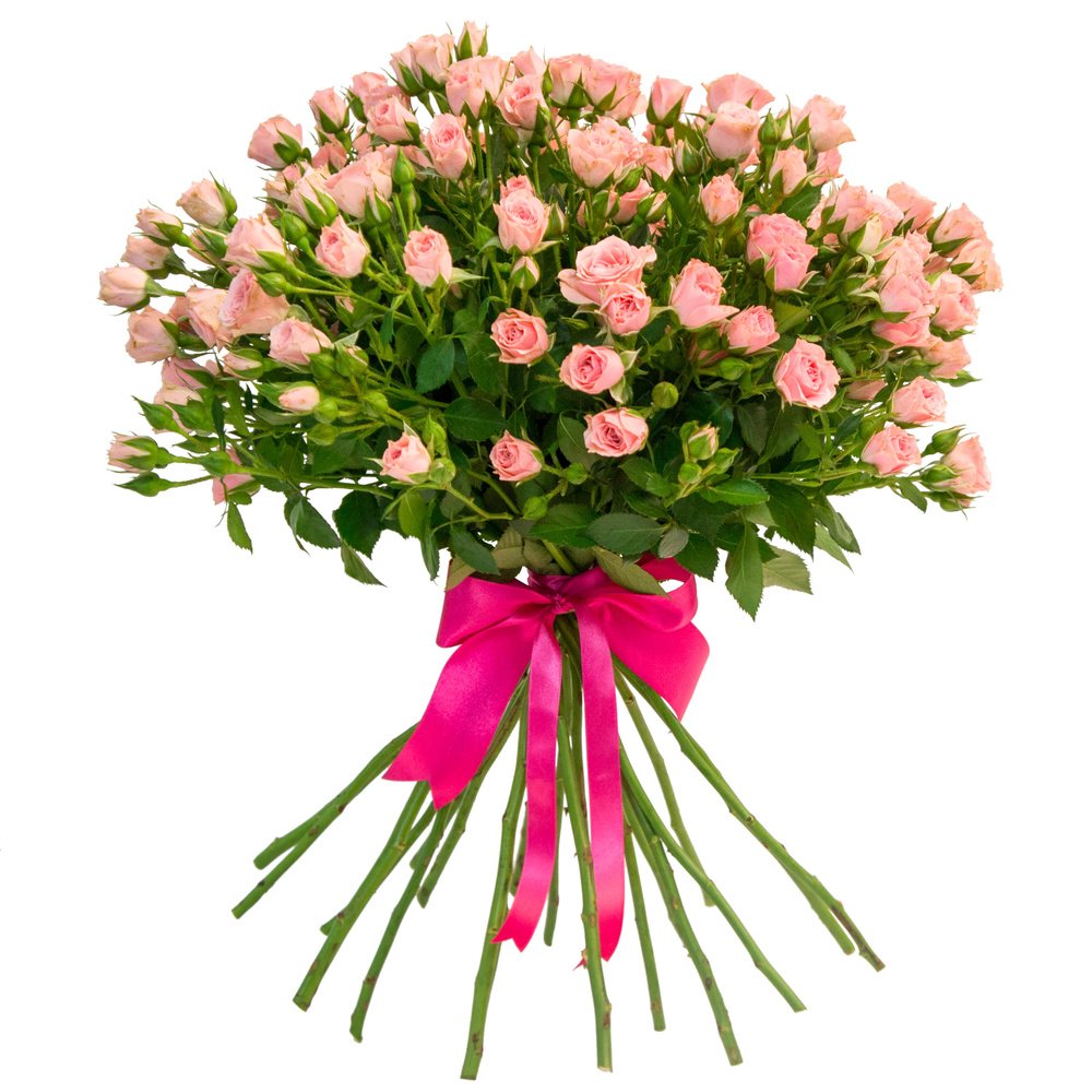 Букет розовых кустовых роз в Бородино Красноярского края